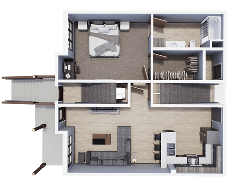 Floor plan for 1 bed, 1 bath, 950 sqft